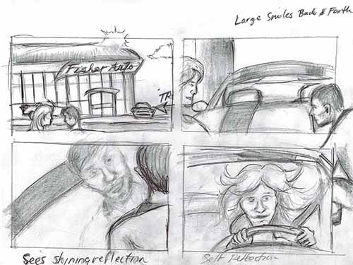 StoryBoard Art, Sample One, Automotive Advertisement