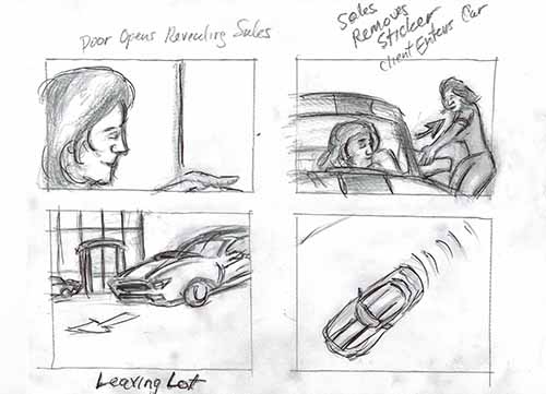 StoryBoard Art, Sample Two, Automotive Advertisement